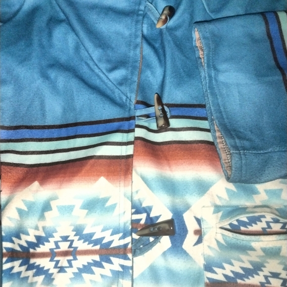 Native American Pancho with pockets beautiful bright colors cool buttons new - Picture 5 of 11